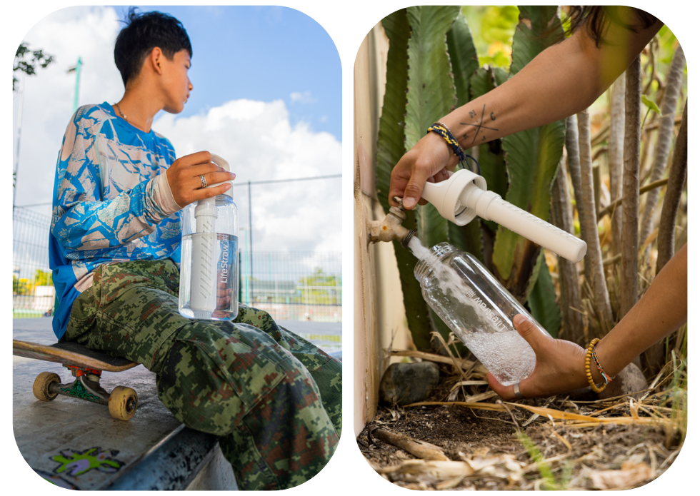 Butelka LifeStraw Go 2.0 1L napełniana z&nbsp;rzeki